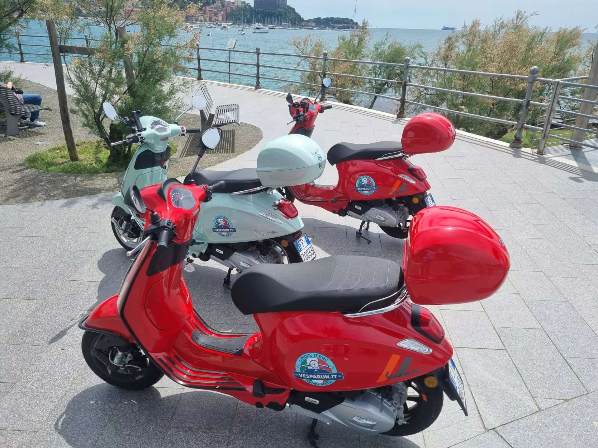 Vespa scooters for rent in the Cinque Terre region of Ital